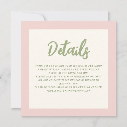 Invitation Écriture manuscrite Pinky Pastel Retro Détails du (Devant)