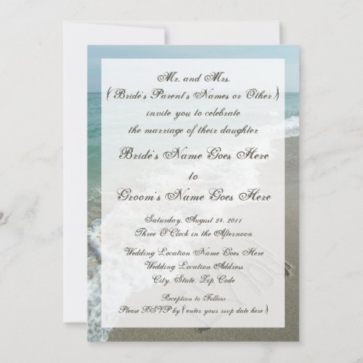 Invitation écriture manuscrite Plage Destination Mariage Invi (Dos)