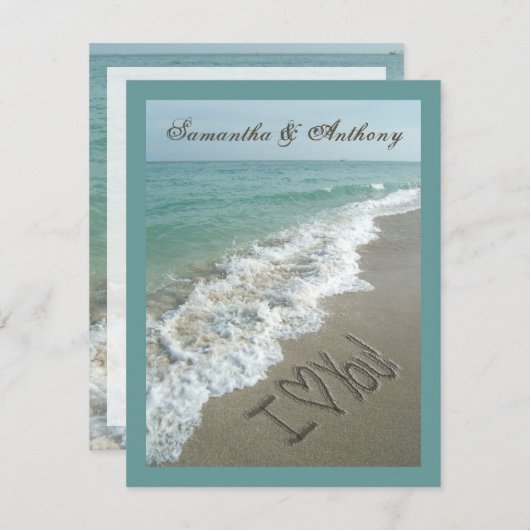 Invitation écriture manuscrite Plage Destination Mariage Invi (Devant / Derrière)