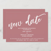 Invitation Écriture manuscrite Postponté Mariage Nouveau Date (Devant / Derrière)
