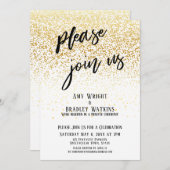 Invitation Écriture manuscrite Rejoignez-Nous Confetti Récept (Devant / Derrière)