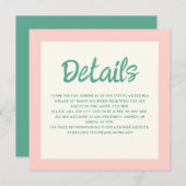 Invitation Écriture manuscrite rose et verte Détails du Maria (Devant / Derrière)