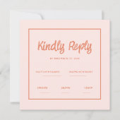Invitation Écriture manuscrite rose Retro Mariage Rsvp Invita (Devant)