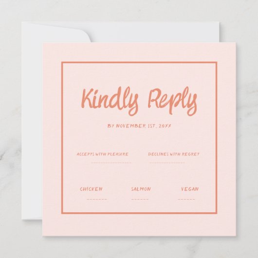 Invitation Écriture manuscrite rose Retro Mariage Rsvp Invita (Devant)