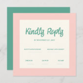 Invitation Écriture manuscrite rose Retro Mariage Rsvp Invita (Devant / Derrière)