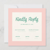 Invitation Écriture manuscrite rose Retro Mariage Rsvp Invita (Devant)