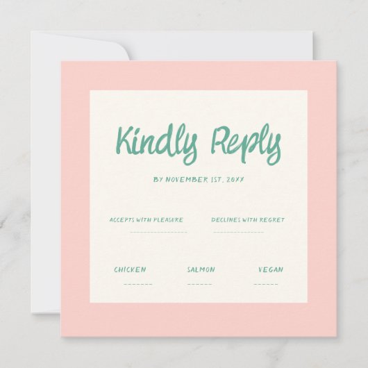 Invitation Écriture manuscrite rose Retro Mariage Rsvp Invita (Devant)