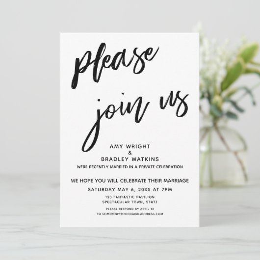 Invitation Écriture Manuscrite S'il Vous Plaît Rejoignez-Nous (Debout devant)