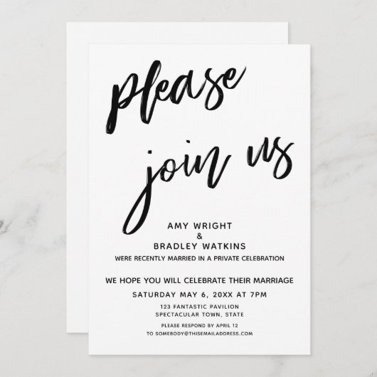 Invitation Écriture Manuscrite S'il Vous Plaît Rejoignez-Nous (Devant / Derrière)