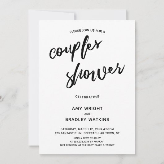 Invitation Écriture manuscrite simple et moderne Baby shower (Devant)