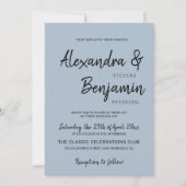 Invitation Écriture minimaliste moderne simple mariage bleu p (Devant)