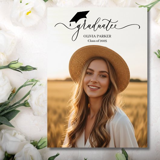 Invitation Écriture moderne Graduate 2 Photo Graduate Invitat