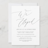 Invitation Écriture moderne, gris, Mariage Fuite Réception (Devant)