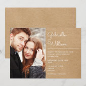 Invitation Écriture Moderne Kraft Rustique Photo Mariage (Devant / Derrière)