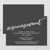 Invitation Écriture Moderne Mariage Annulé Gris Foncé (Devant / Derrière)