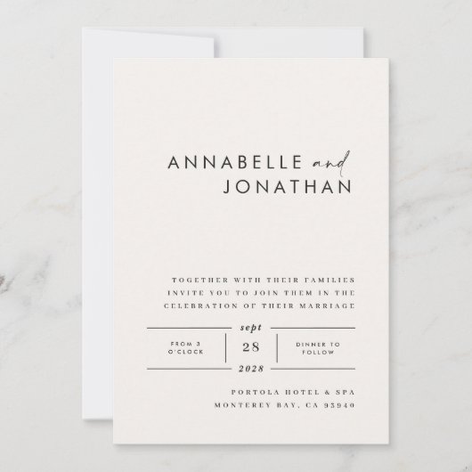 Invitation Écriture moderne noir et blanc mariage contemporai (Devant)