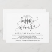 Invitation Écriture moderne, noir, évasion amoureuse (Devant / Derrière)