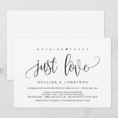 Invitation Écriture moderne, noir, fuite amoureuse de mariage (Devant / Derrière)