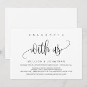 Invitation Écriture moderne, noir, fuite amoureuse de mariage (Devant / Derrière)