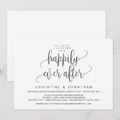 Invitation Écriture moderne, noir, fuite au mariage (Devant / Derrière)