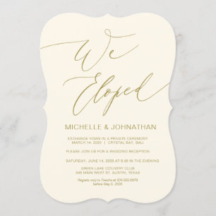 Invitation Écriture moderne, or, Réception de mariage en fuit