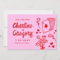 Écriture moderne rose et rouge Mariage Enregistrer