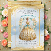 Invitation Écriture moderne Style élégant robe or anniversair