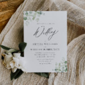 Invitation écriture moderne vert eucalyptus mariage