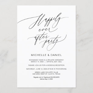 Invitation Écriture noire romantique, Mariage en fuite