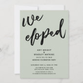 Invitation Écriture Nous Avons Elopé Mariage Réception Sage V (Devant)