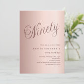 Invitation Écriture or rose luxe 90e anniversaire (Debout devant)
