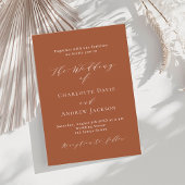 Invitation Écriture orange brûlé mariage de luxe moderne