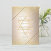 Invitation Écriture parties scintillant or chic Bat mitzvah f (Debout devant)