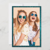 Invitation Écriture parties scintillant turquoise chic Sweet (Dos)