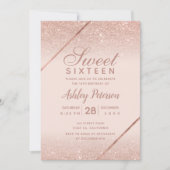 Invitation Écriture Rose en or parties scintillant photo rose (Devant)