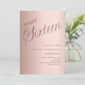 Invitation Écriture rose or luxe Sweet 16 (Debout devant)