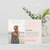 Invitation Ecriture rose pêche fille photo graduation moderne (Debout devant)