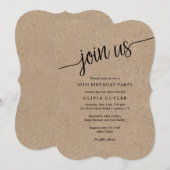 Invitation Écriture Rustique Kraft Rejoignez-Nous Toute Occas (Devant / Derrière)