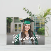 Invitation Écriture simple de deuxième cycle graduation photo (Debout devant)