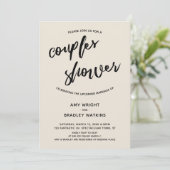 Invitation Écriture Simple Et Moderne Crème Couples Douche (Debout devant)