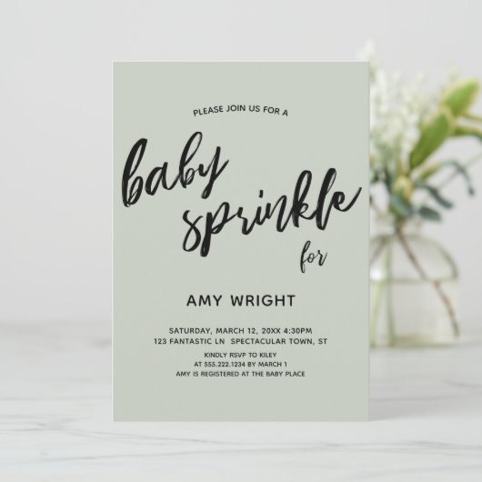 Invitation Écriture simple et moderne Écran à main Bébé Sprin (Debout devant)