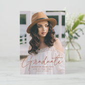 Invitation Écriture Terracotta Moderne Photo Fête de Remise d (Debout devant)