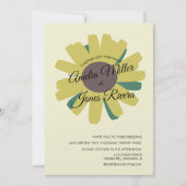 Invitation Écriture Tournesol Verdure Jaune Mariage Rustique (Devant)
