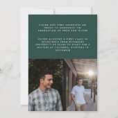 Invitation Écriture verte moderne 3 photo graduation élégante (Dos)