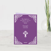 Invitation (écrivez) Croix Florale Baptême Prune D (Dos)