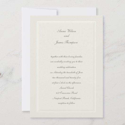 Invitation Ecru Dreams Simple Élégant Mariage traditionnel (Devant)