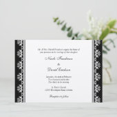 Invitation Ecru noir filigree perlé frontière personnalisée m (Debout devant)