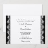 Invitation Ecru noir filigree perlé frontière personnalisée m (Devant / Derrière)