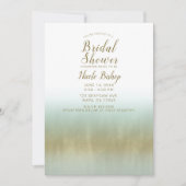 Invitation Écume de mer Or Blanc Élégant Réception de mariage (Devant)