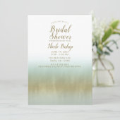 Invitation Écume de mer Or Blanc Élégant Réception de mariage (Debout devant)